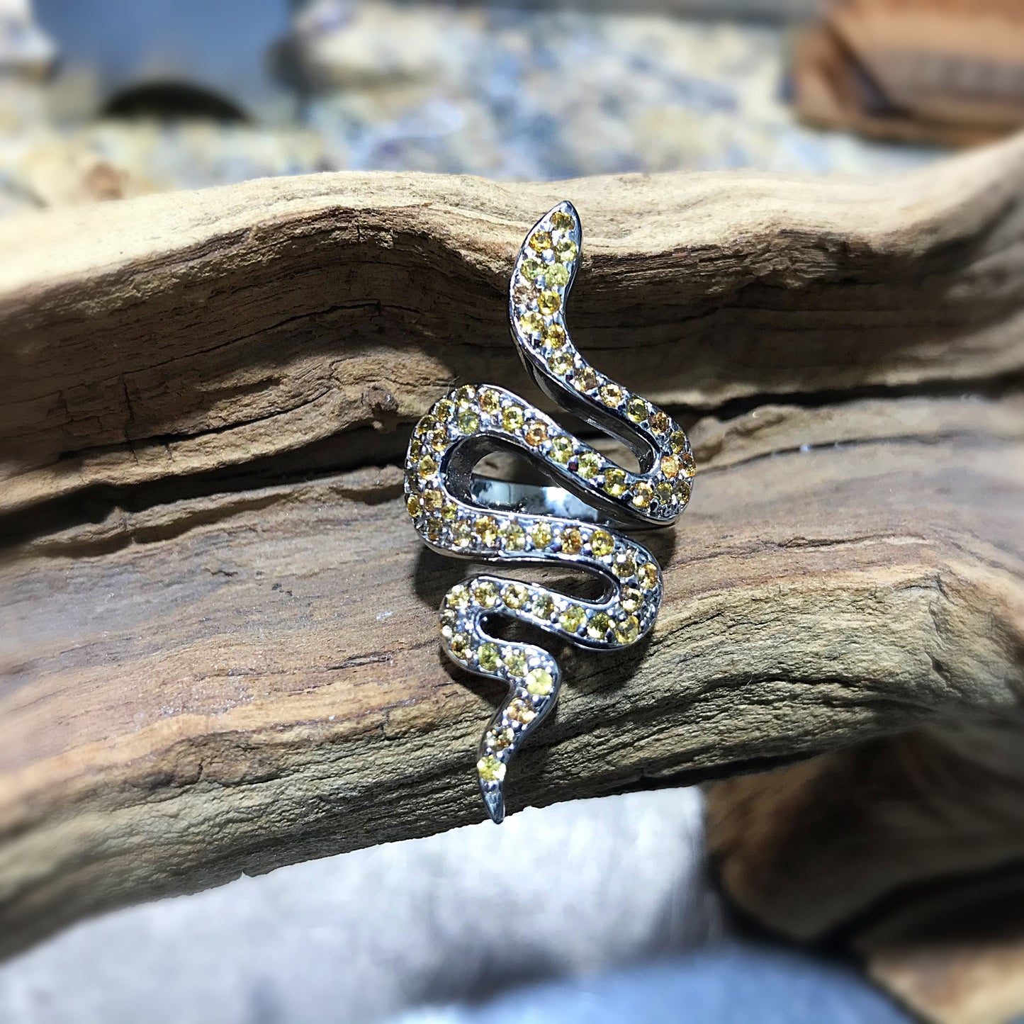 925 sterling silver statement snake yellow sapphire ring 9