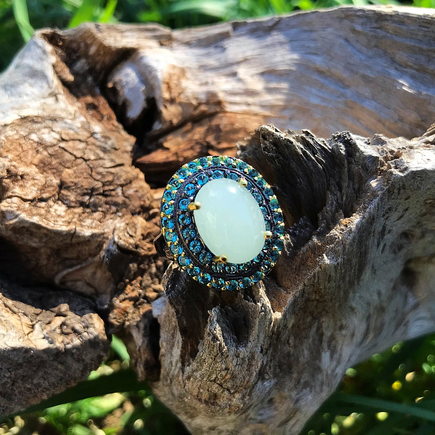 sterling silver statement Aquamarine  ring 8