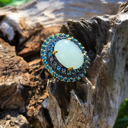 sterling silver statement Aquamarine  ring 8