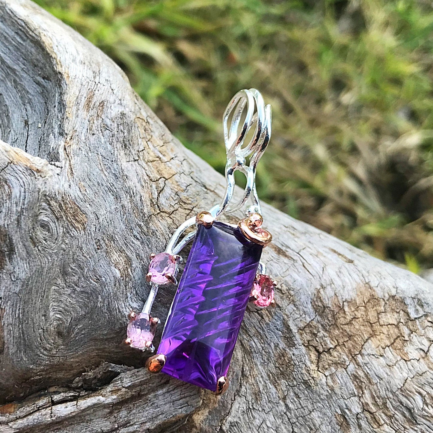sterling silver Amethyst  pendant for necklace