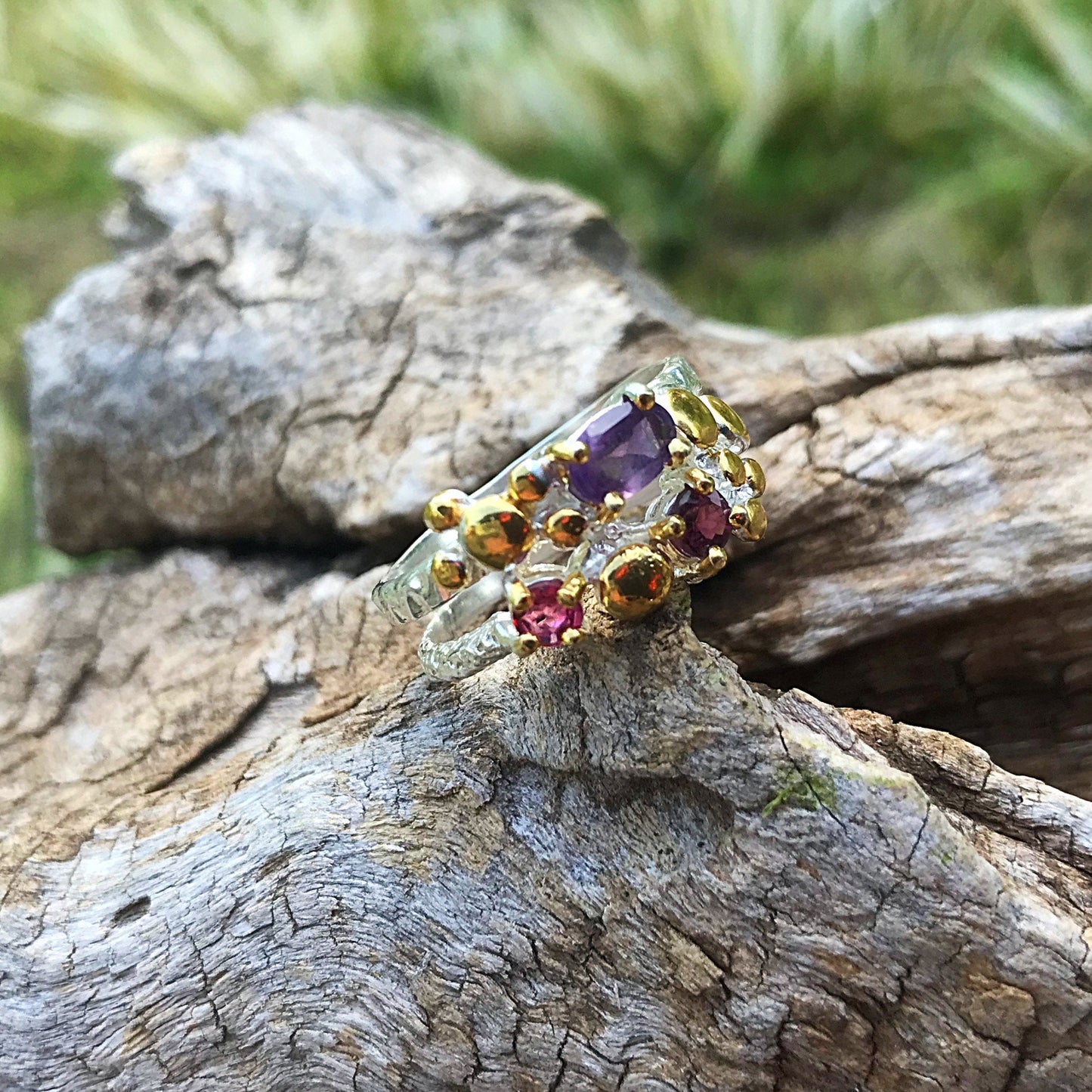 Sterling Silver Amethyst ring band 8