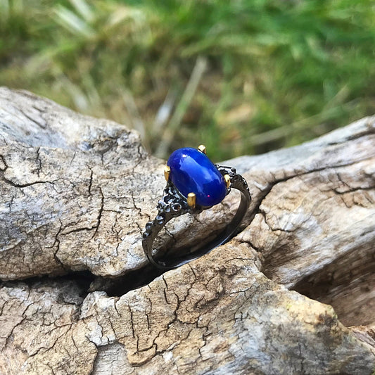 Sterling Silver natural blue Opal ring 8.5