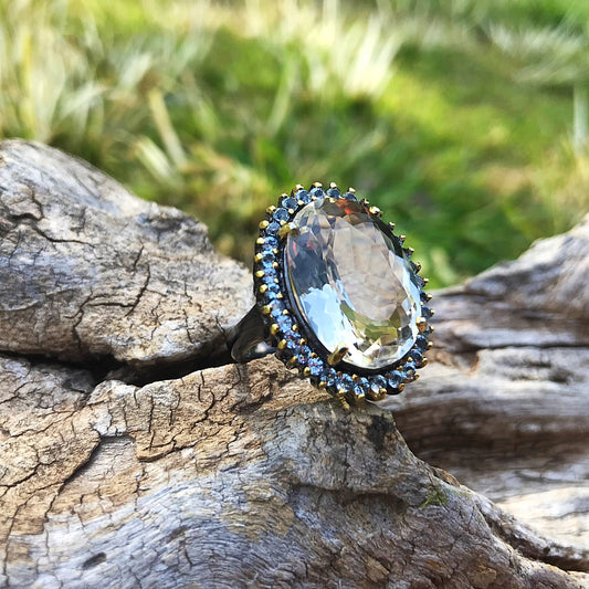 sterling silver natural quartz  statement ring 9