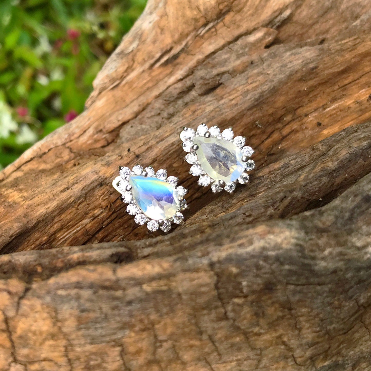 sterling silver Fire natural opal Stud earrings