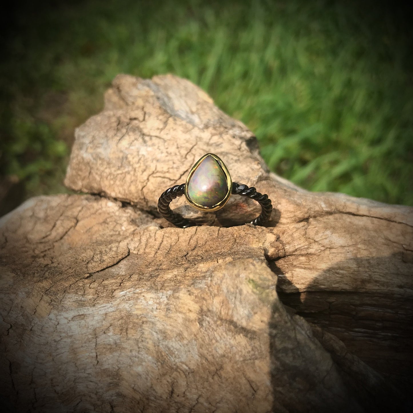 Sterling Silver natural Opal ring 8
