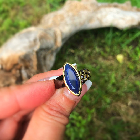 Sterling Silver natural black Opal ring 8.5