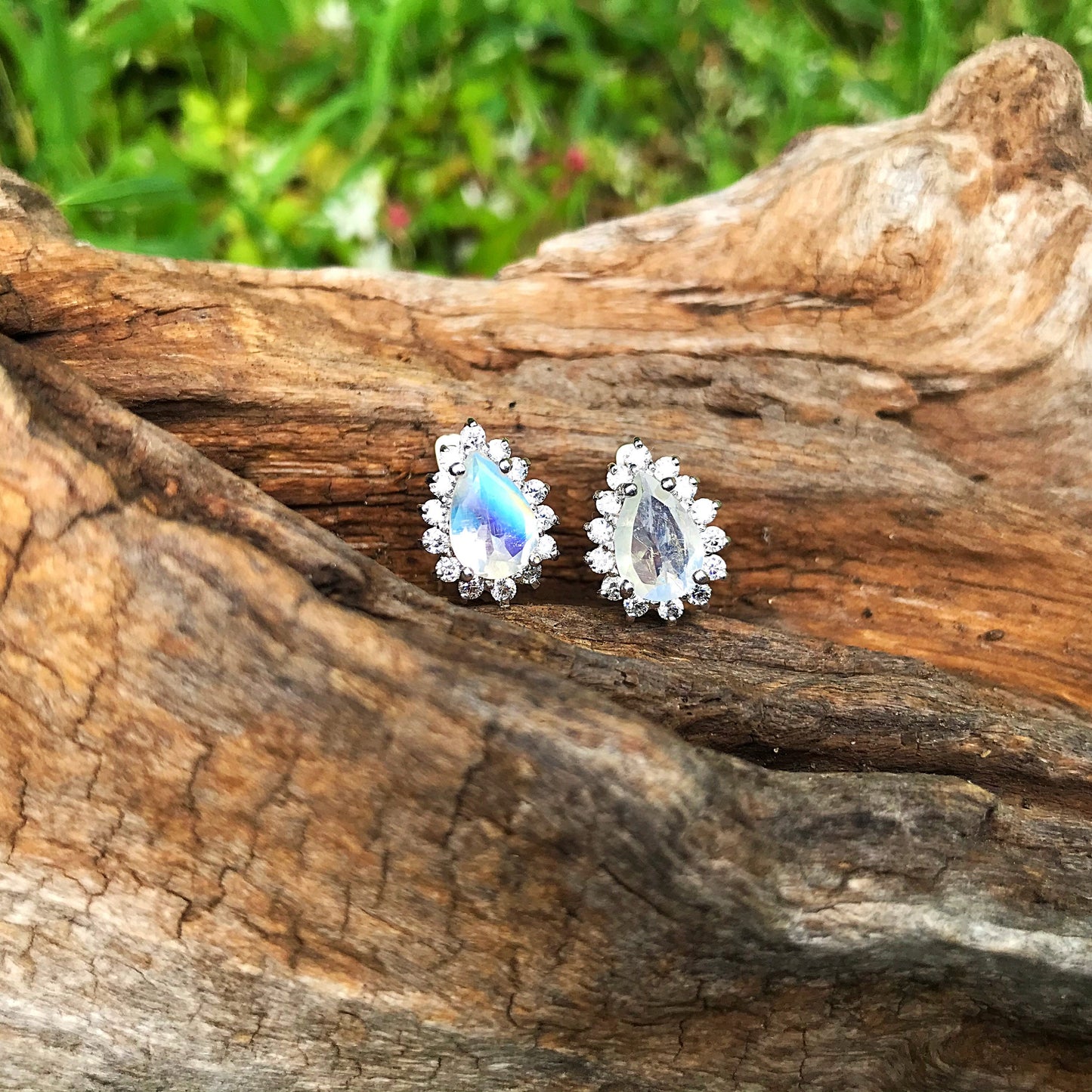 sterling silver Fire natural opal Stud earrings