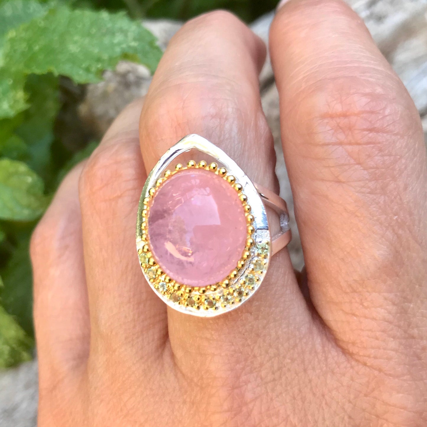 sterling silver pink natural Morganite ring 8