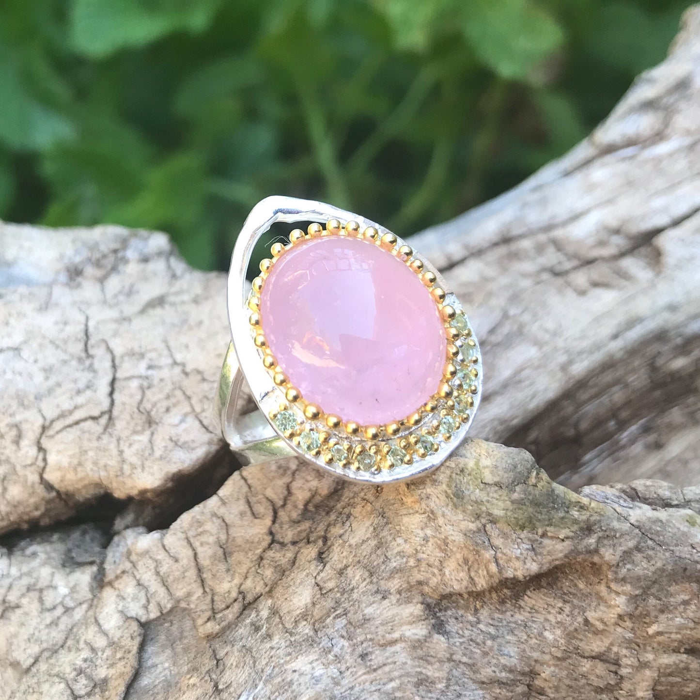 sterling silver pink natural Morganite ring 8