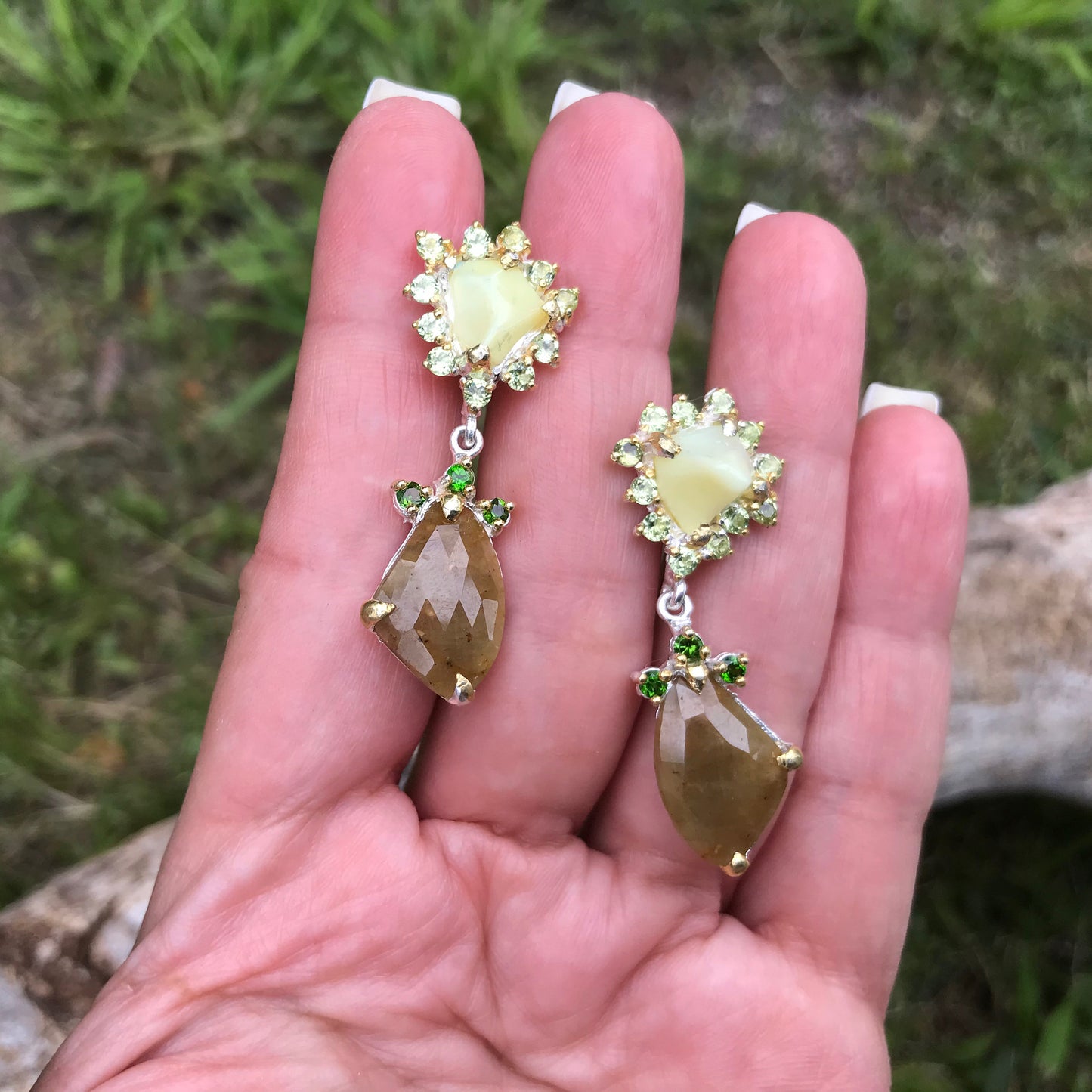 Sterling silver yellow sapphire statement earrings