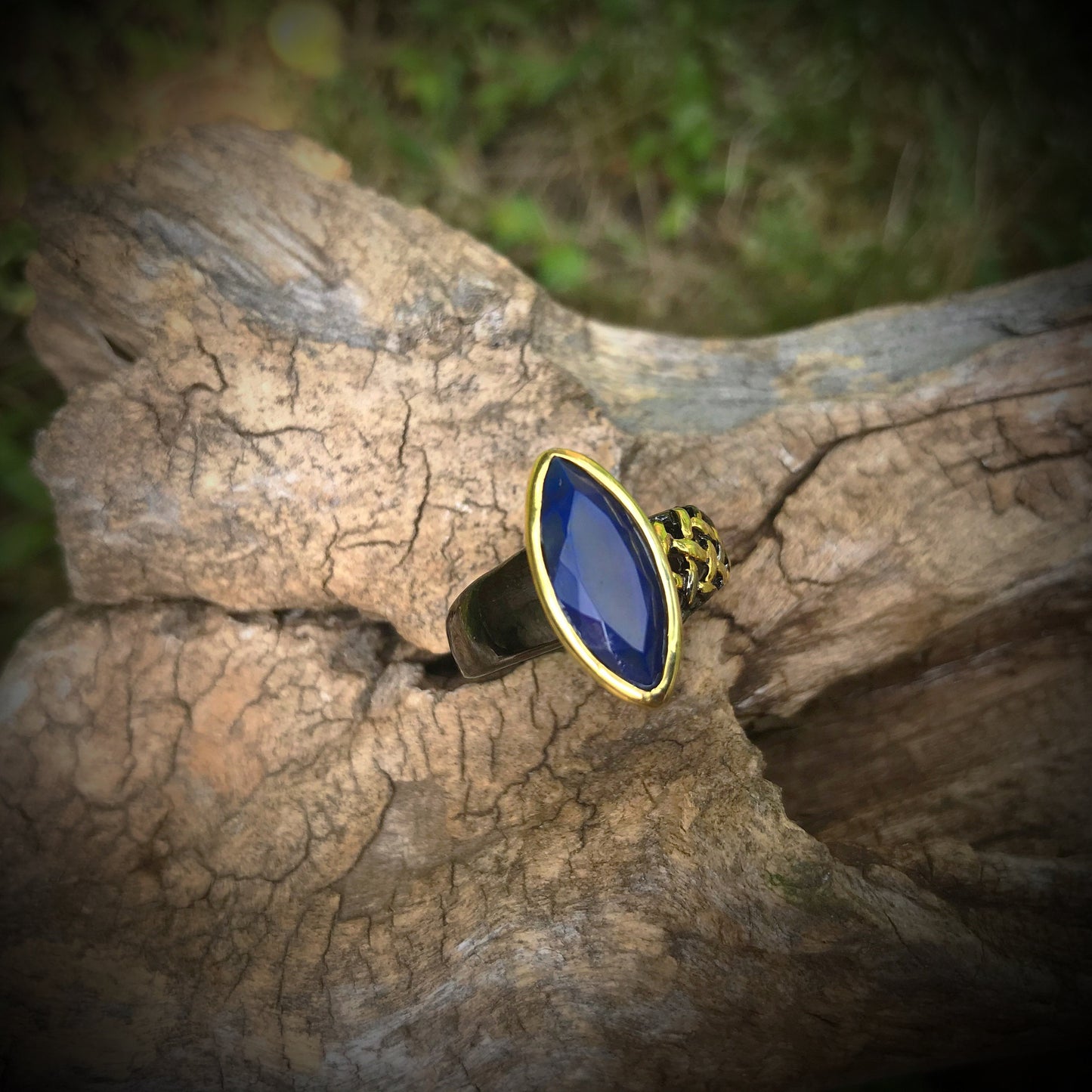 Sterling Silver natural black Opal ring 8.5