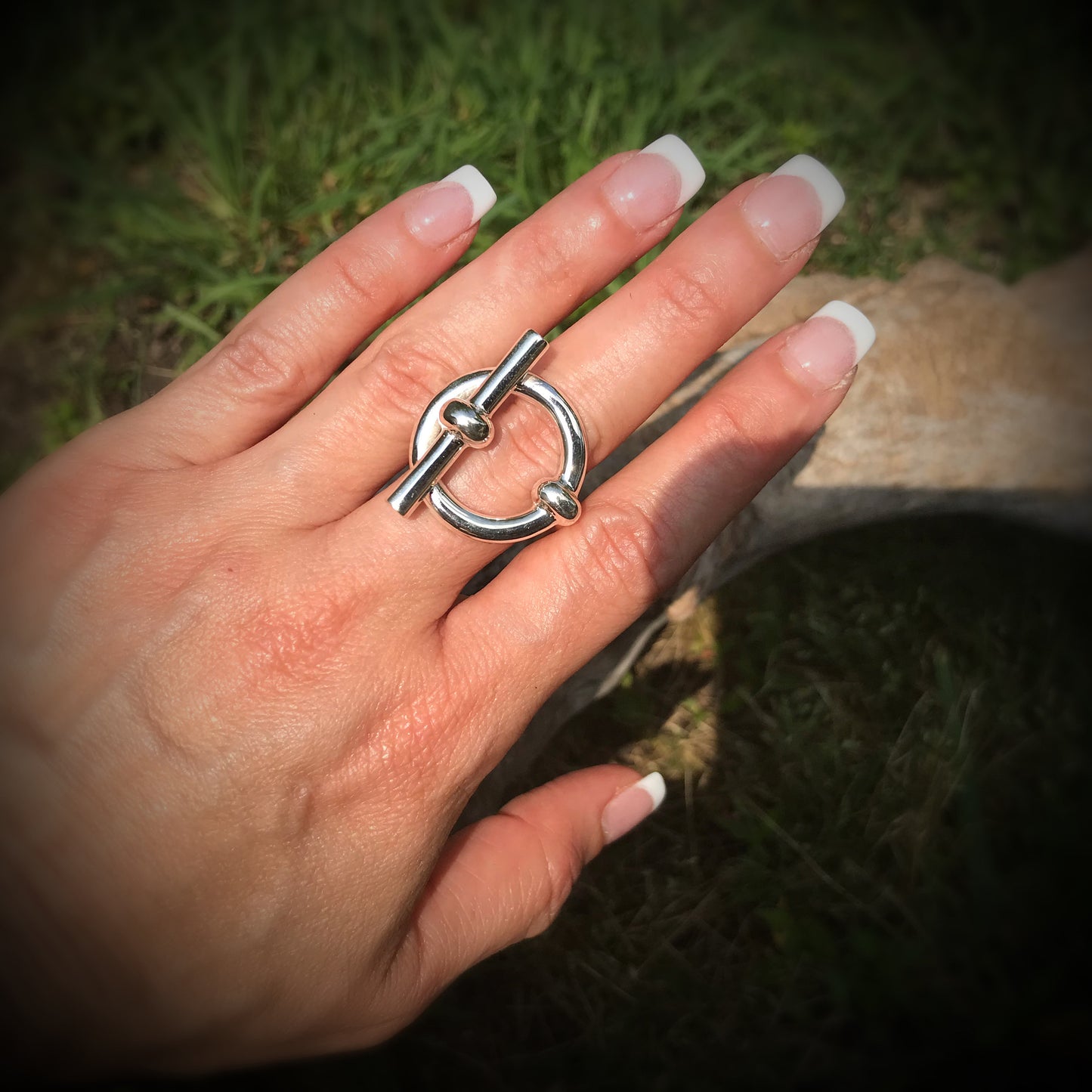 Sterling Silver Modernist buckle oversize  Statement Ring