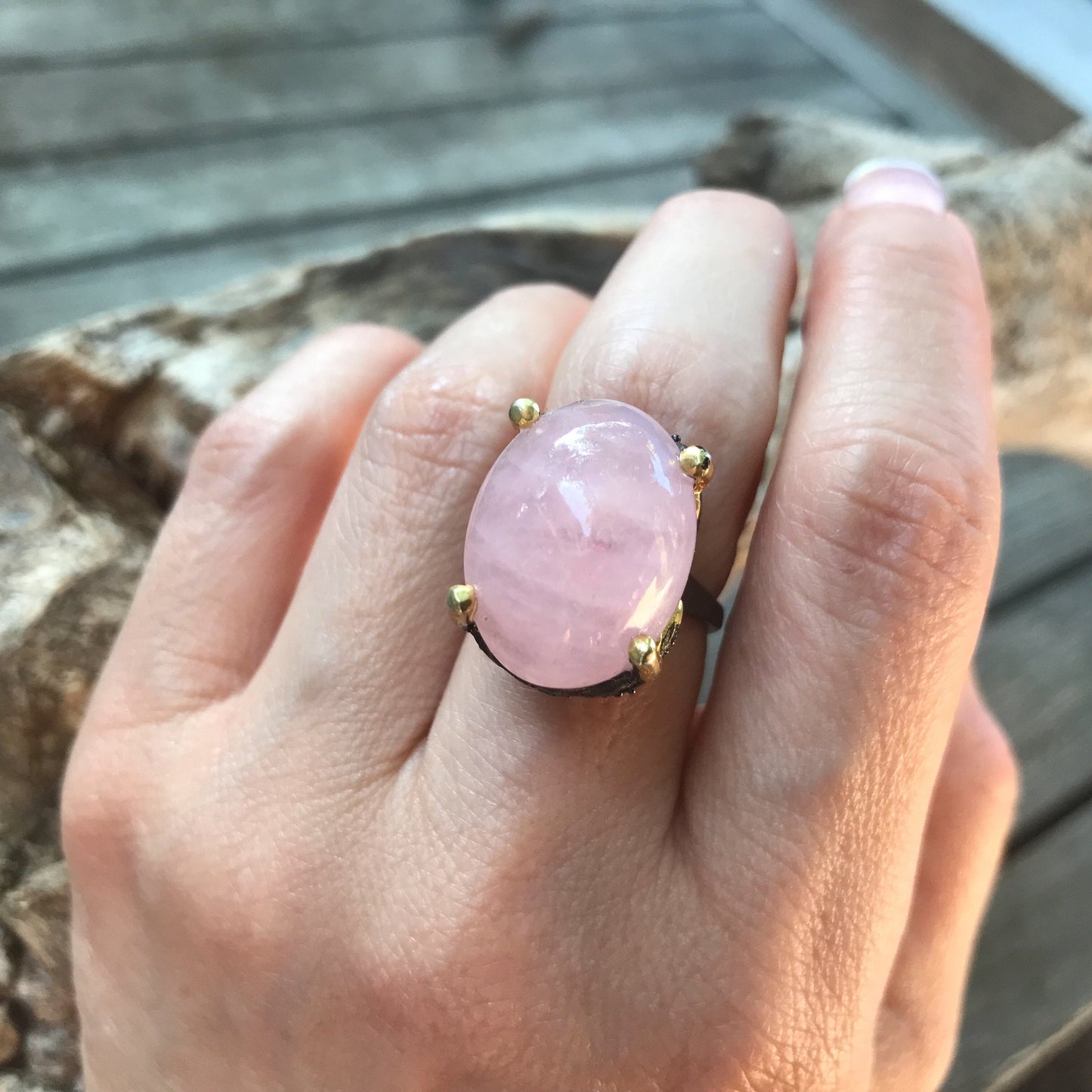 sterling silver pink natural Morganite ring 7