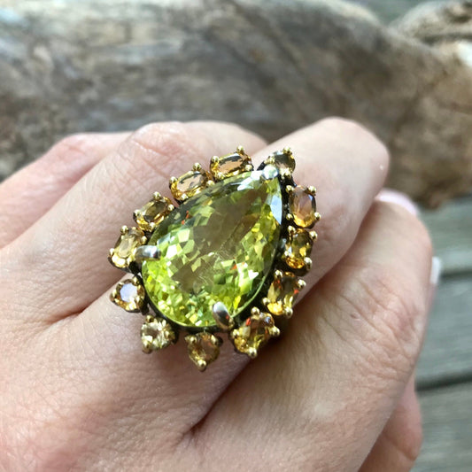 Sterling Silver Natural lemon quartz  citrine  Ring 9