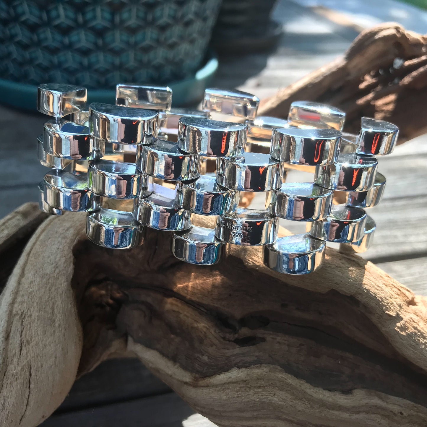 sterling silver dome modernist abstract Bracelet cuff
