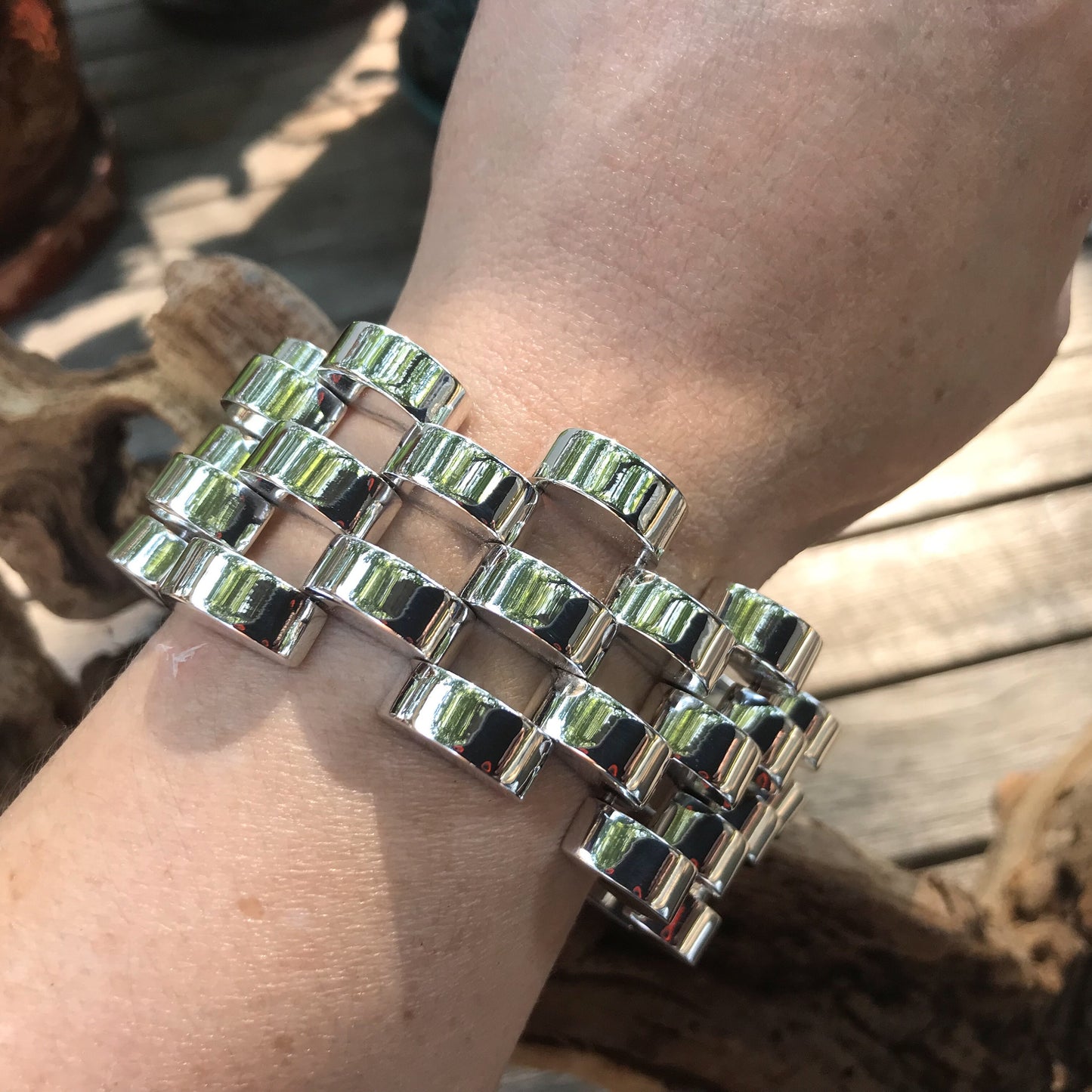 sterling silver dome modernist abstract Bracelet cuff