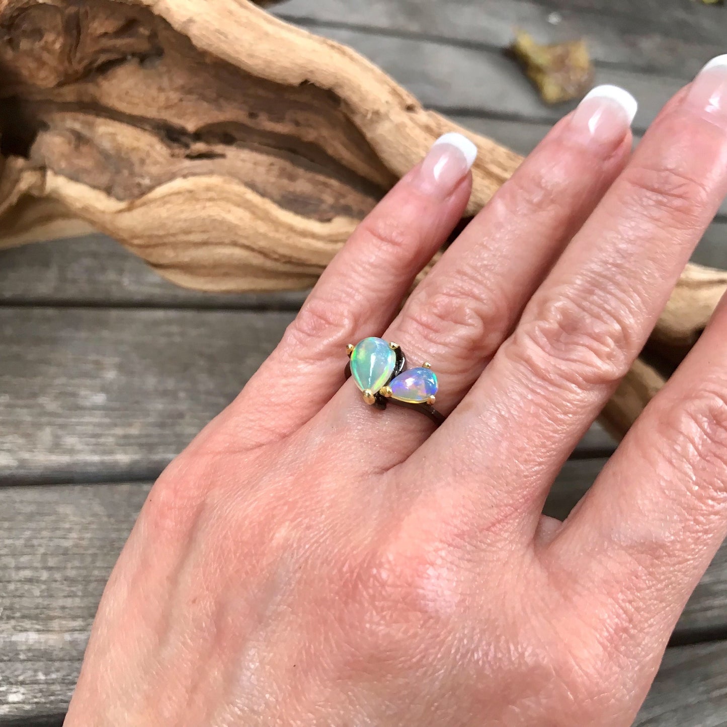 Sterling silver fire opal ring 8