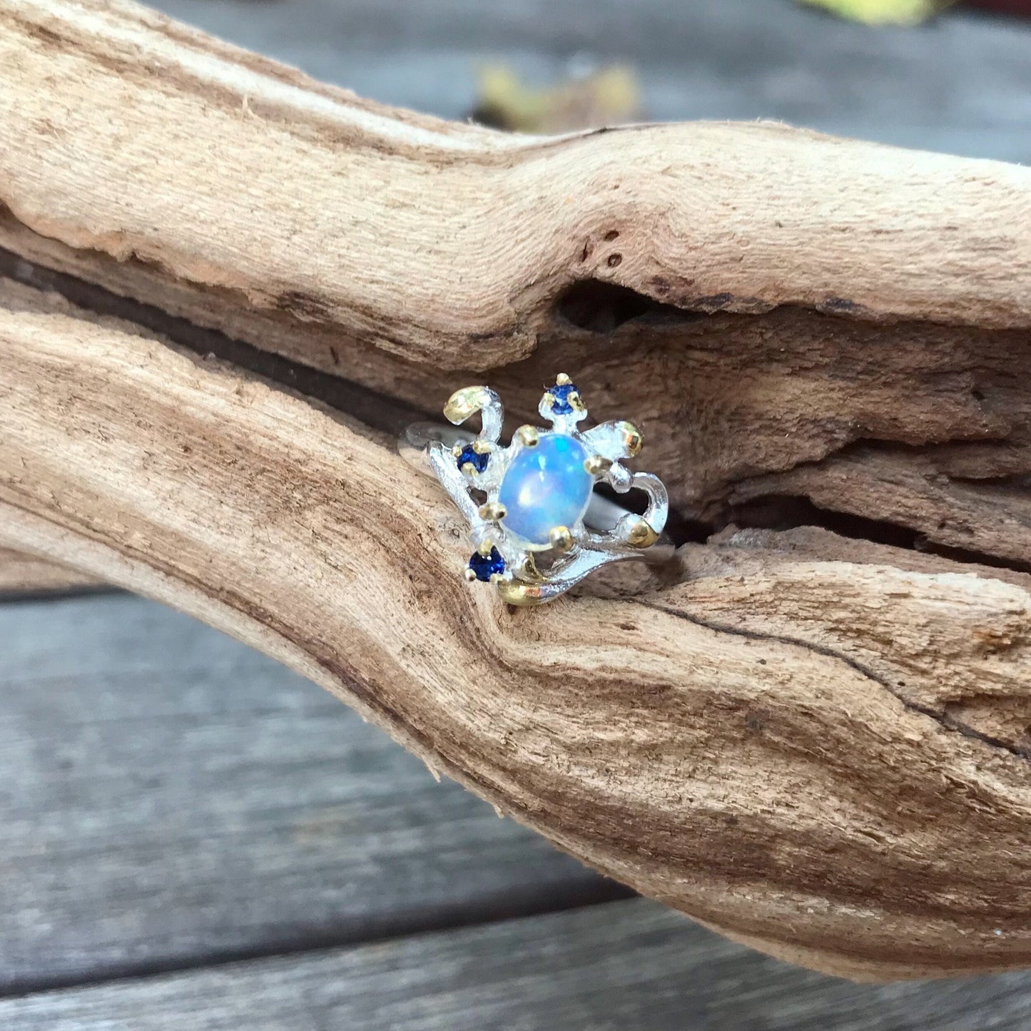 sterling silver Natural art opal ring 6