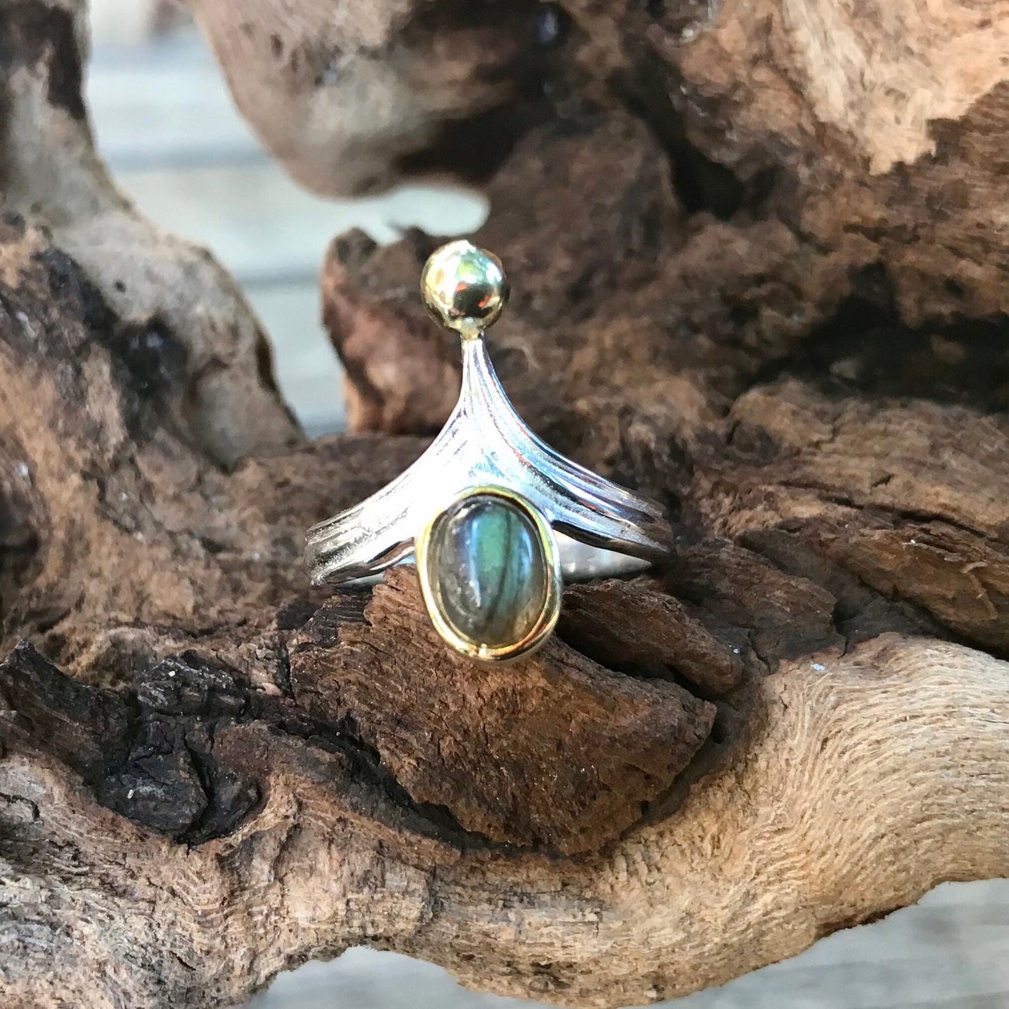 Handmade Sterling Statement labradorite ring