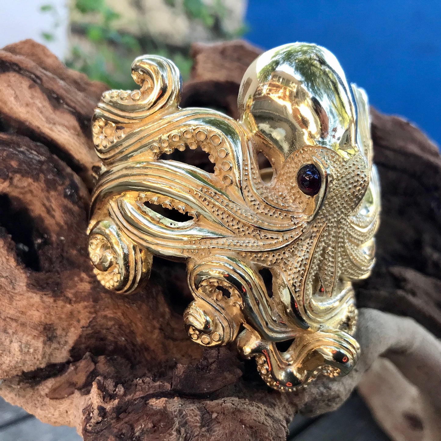 sterling silver Gold squid octopus cuff Bracelet  artisan handmade