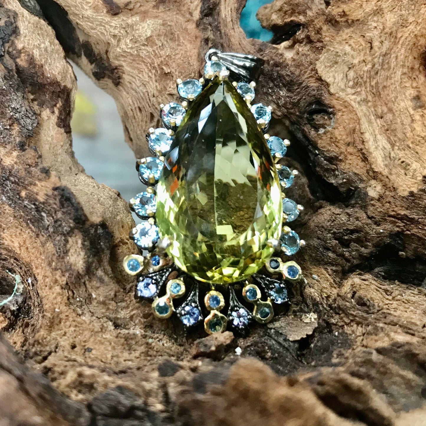 sterling silver Lemon quartz pendant for necklace