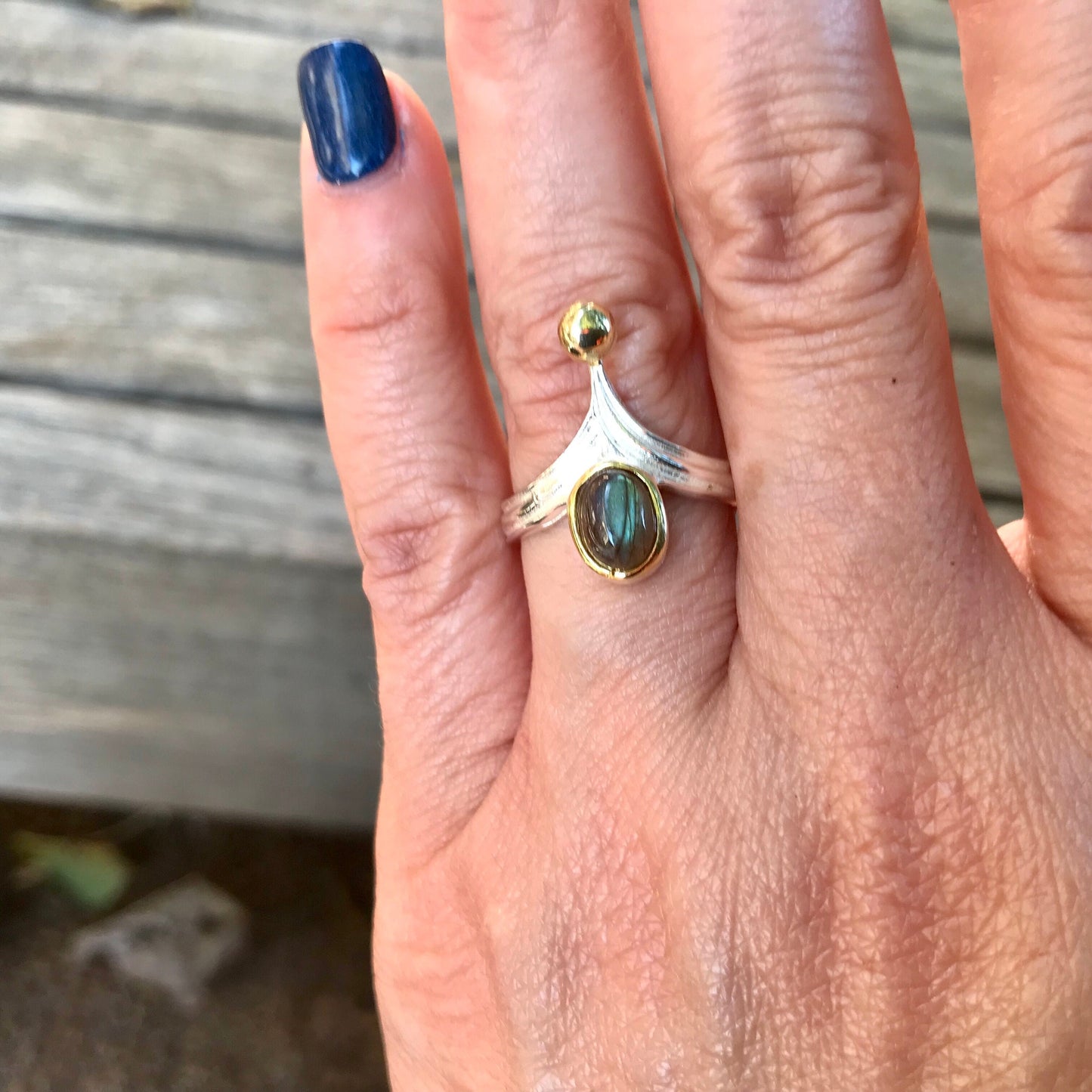 Handmade Sterling Statement labradorite ring