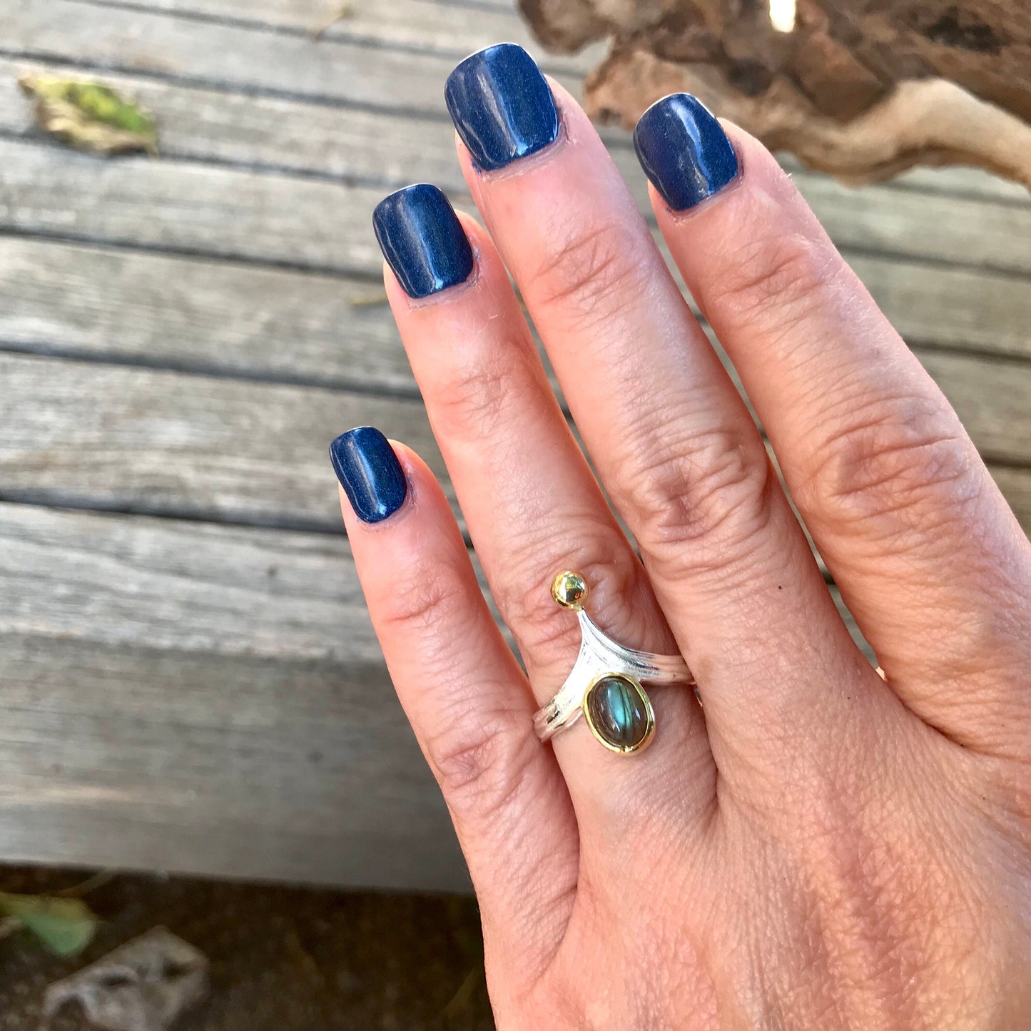 Handmade Sterling Statement labradorite ring