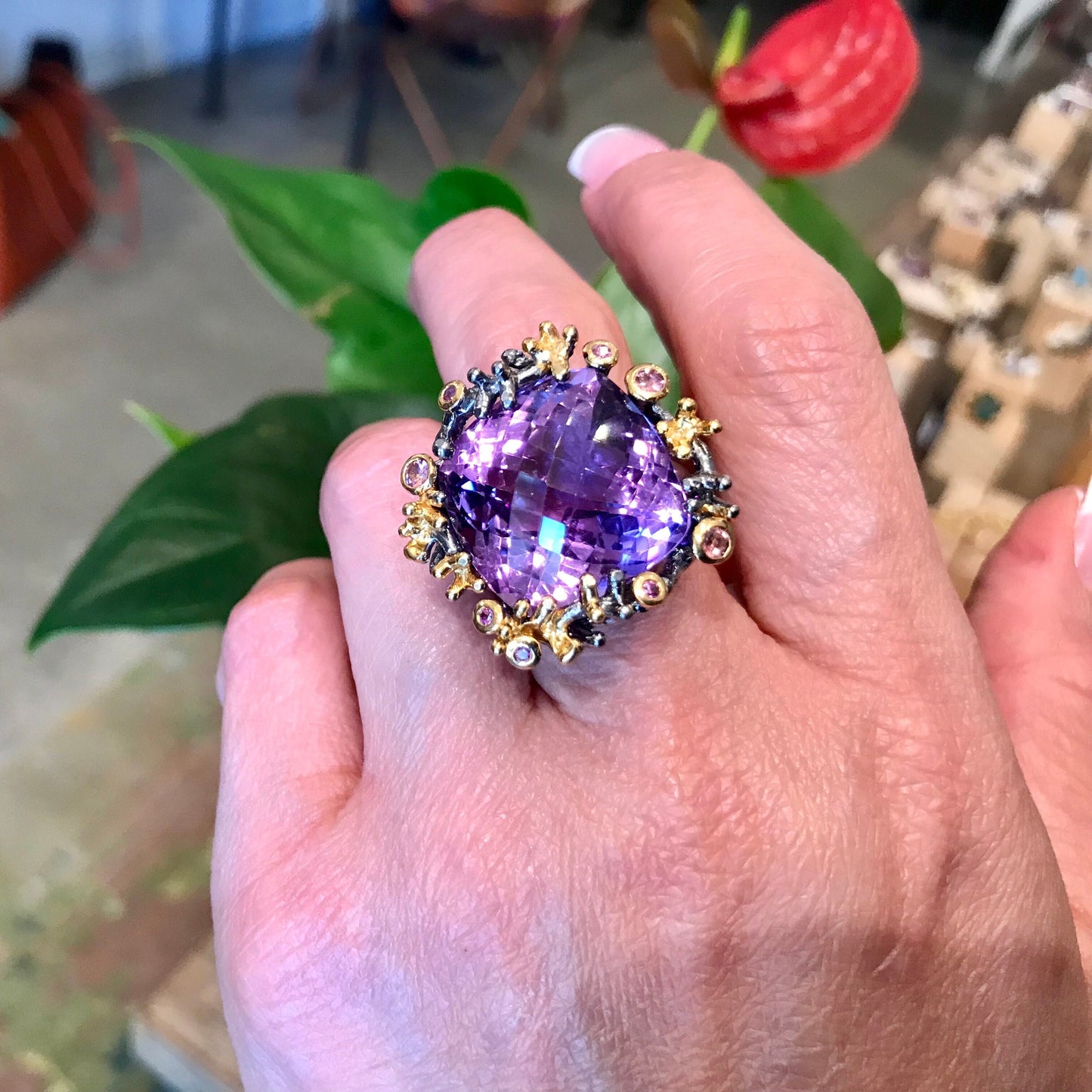 Handmade Sterling Silver Statement Amethyst Ring 8