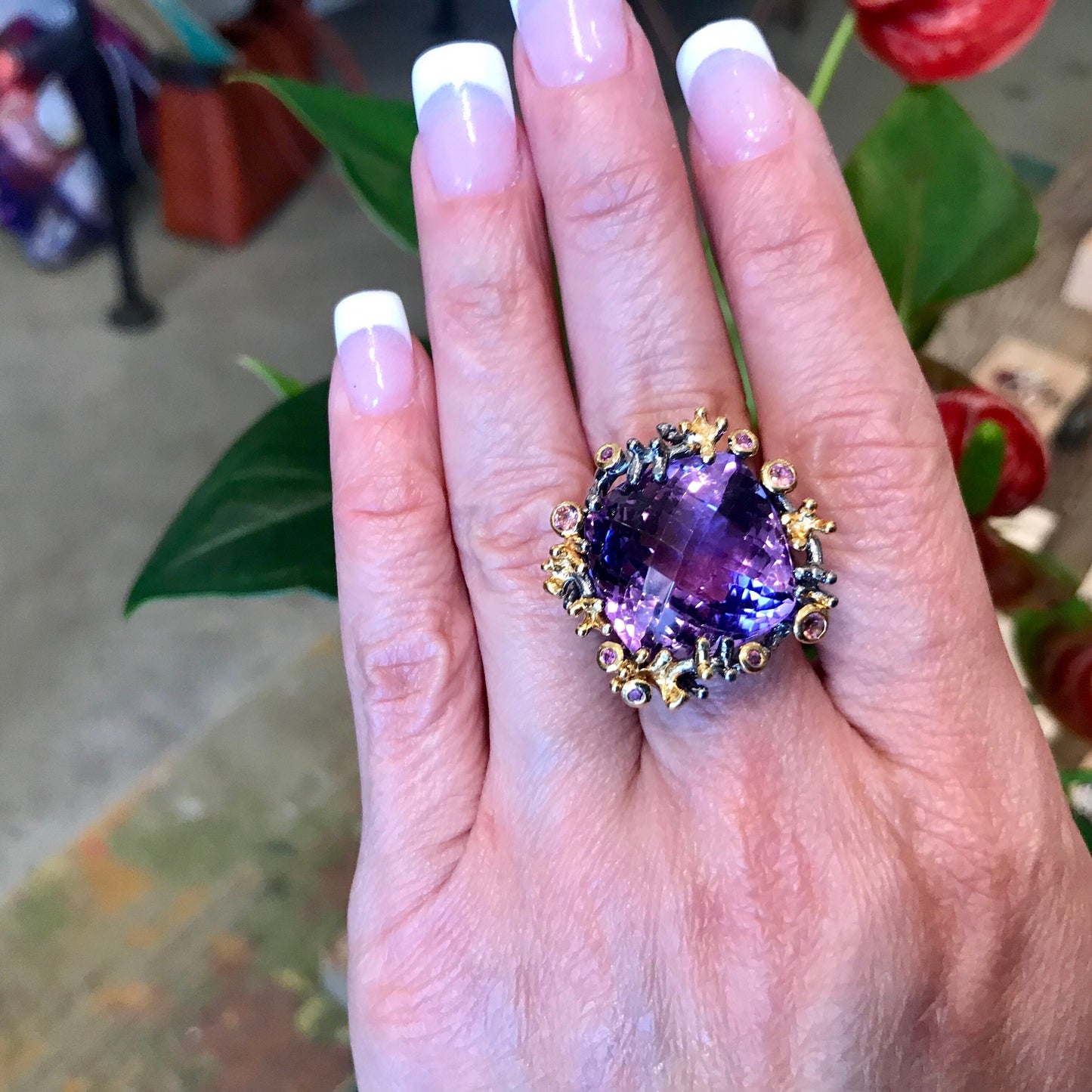 Handmade Sterling Silver Statement Amethyst Ring 8