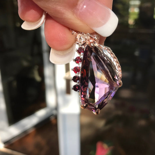 sterling silver Ametrine Rhodolite pendant for necklace