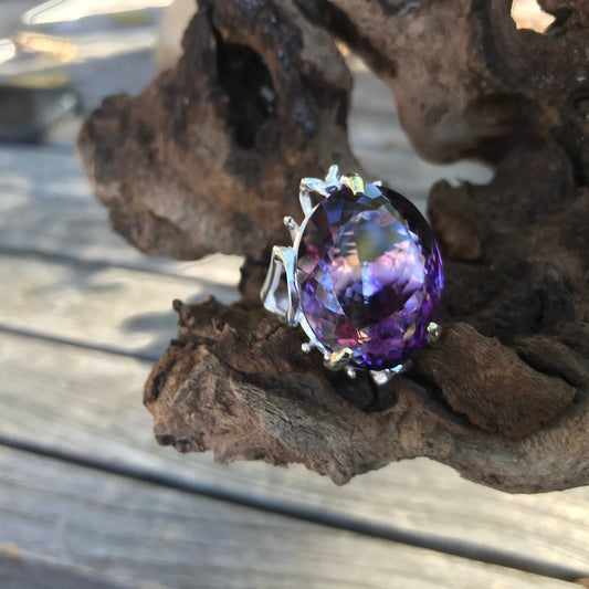 Handmade sterling Amethyst statement Ring 8