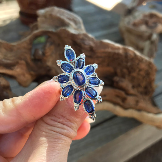 Sterling Silver Blue Sapphire Kyanite Statement ring 9