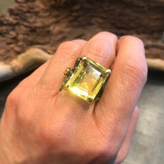 Sterling Silver Natural lemon quartz  Citrine Ring 8