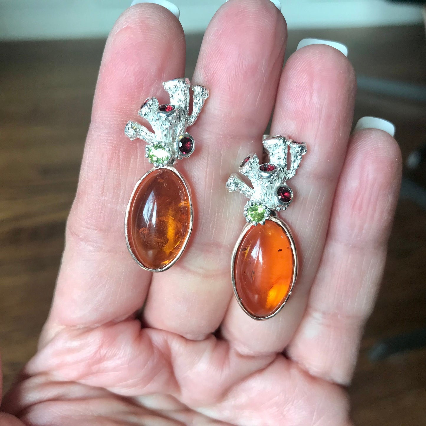 Natural  Amber  Artisan handmade  stud Earrings