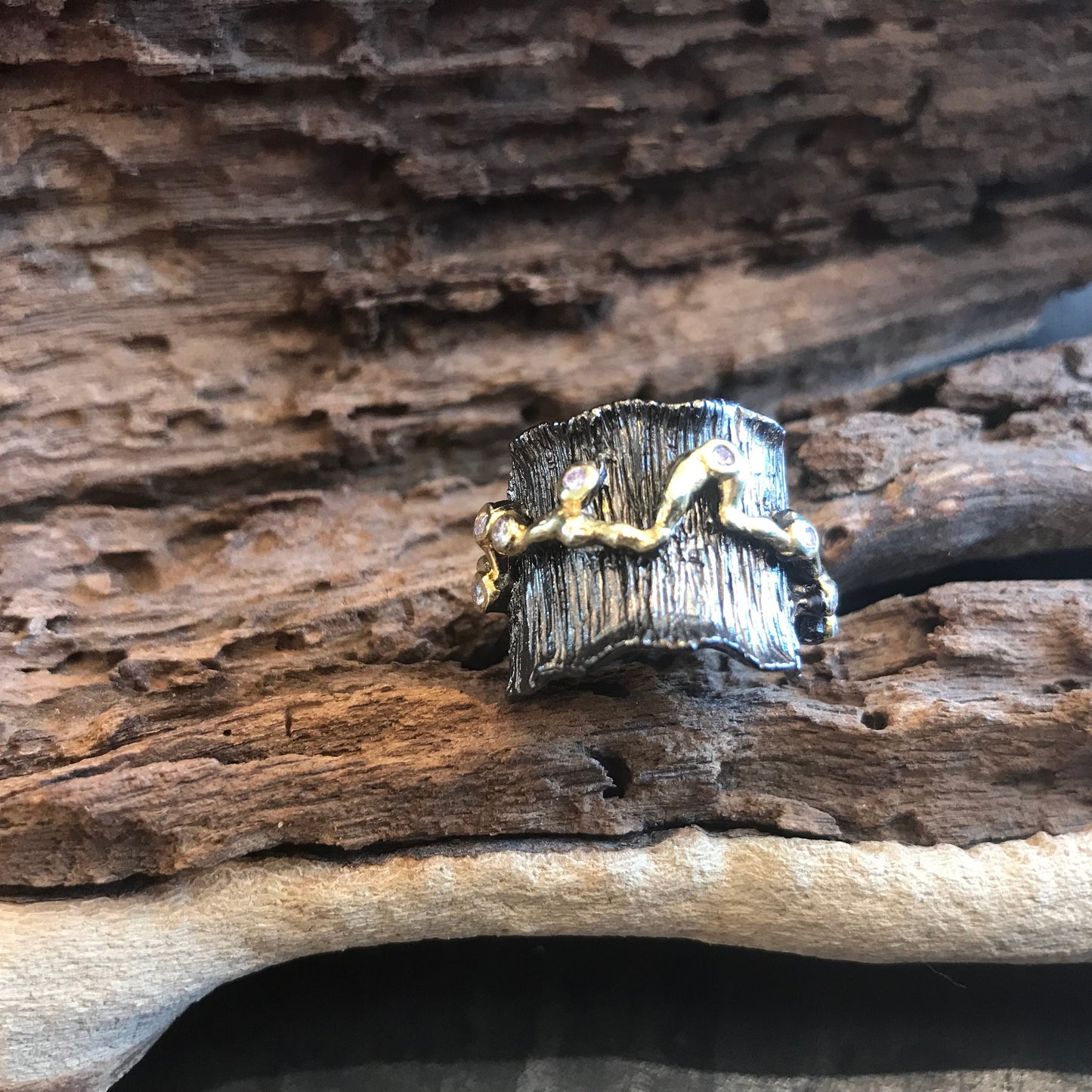 Sterling silver brutalist rustic band ring  8