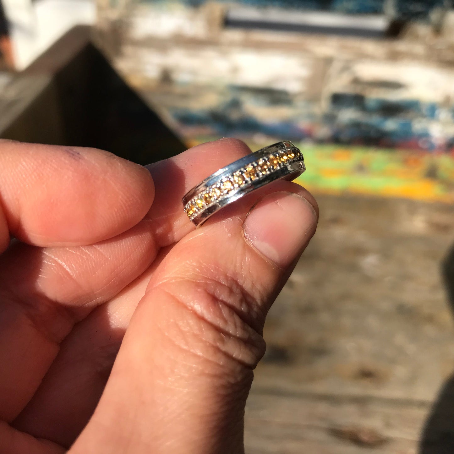 Handmade Sterling yellow sapphire Band ring  6