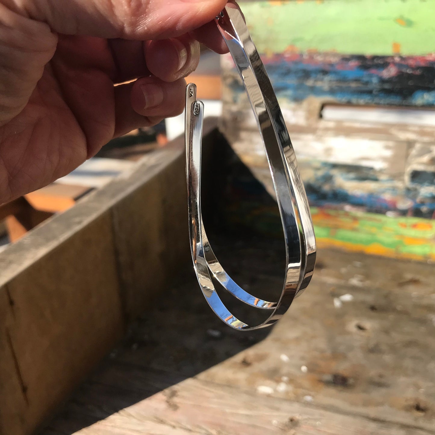 sterling silver Modernist polish Oversize hoops Earrings
