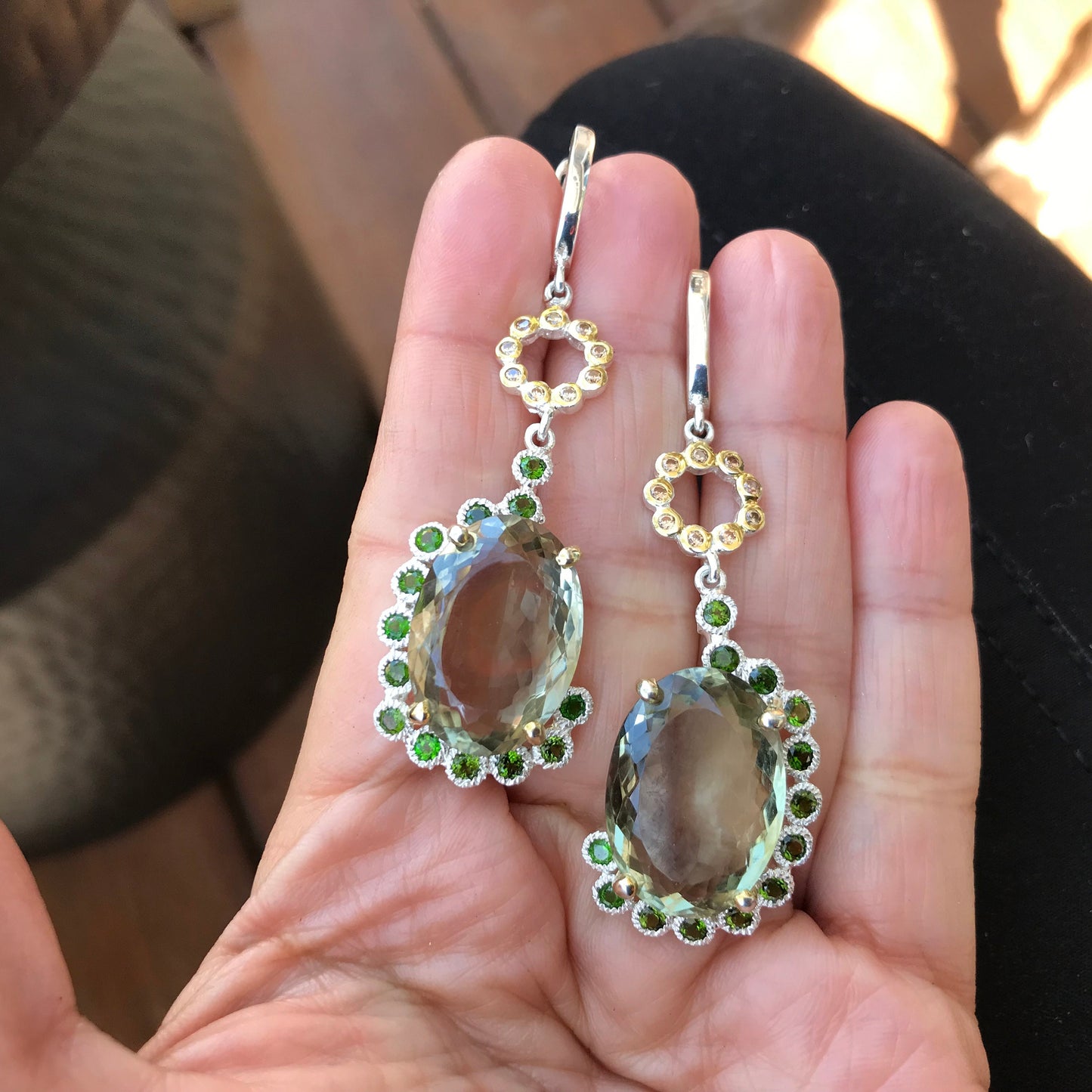 Sterling Silver green amethyst Fancy Earrings