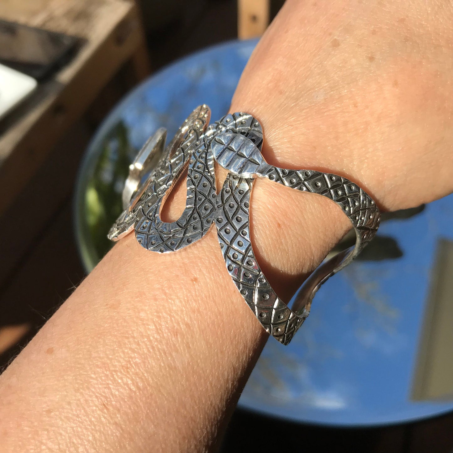 Vintage sterling silver snake cuff Bracelet artisan handmade – Colors Of  Etnika