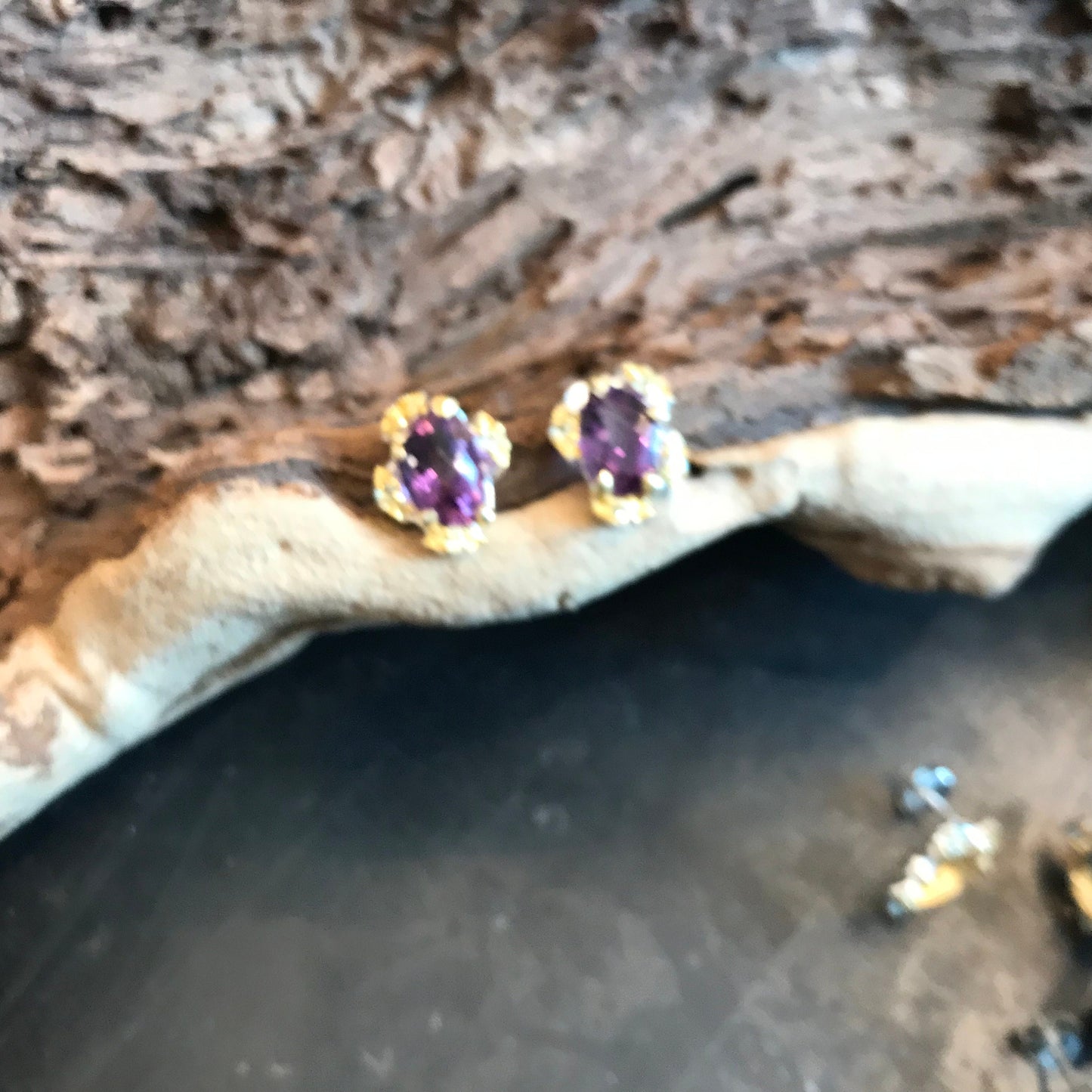 Sterling Silver amethyst stud topaz earrings