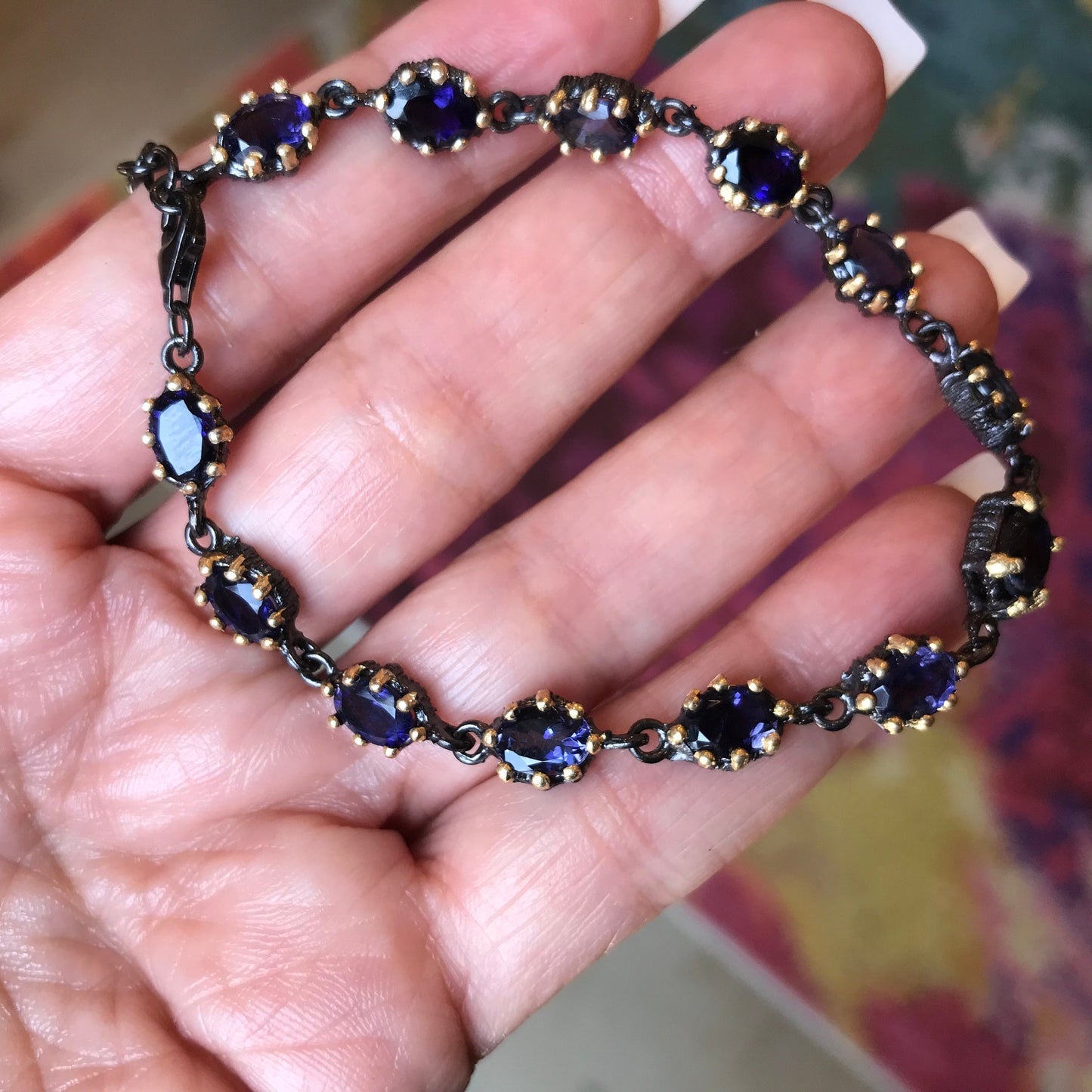 Sterling Silver Blue Lolite tennis  bracelet