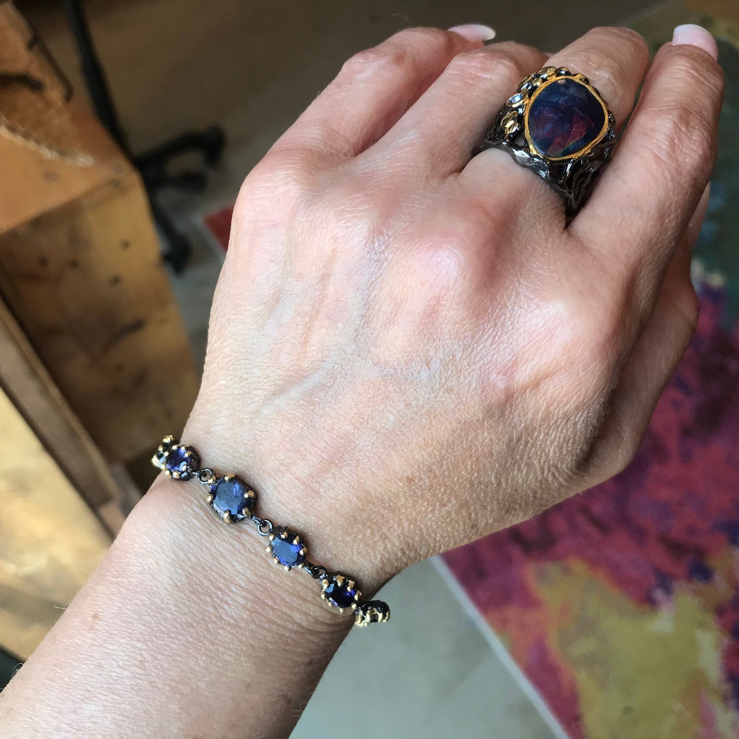Sterling Silver Blue Lolite tennis  bracelet