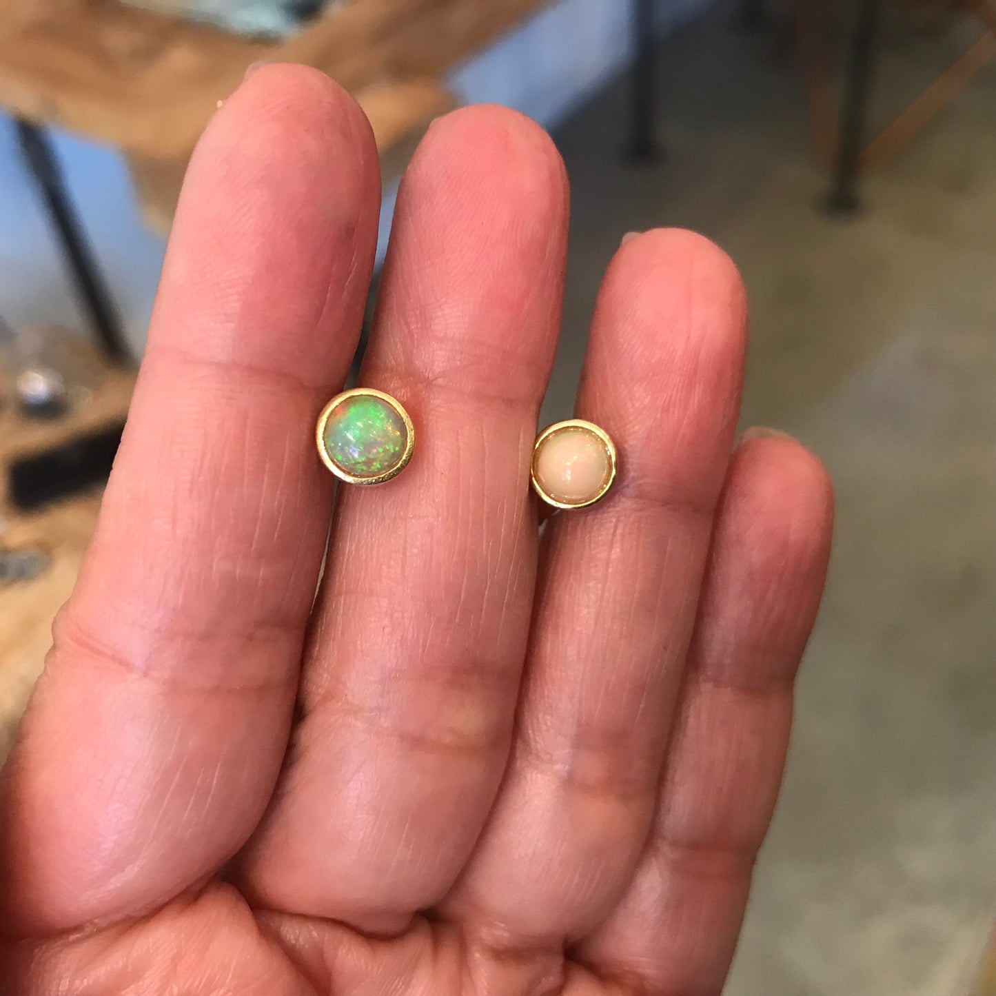 sterling silver Fire natural Small Stud earrings