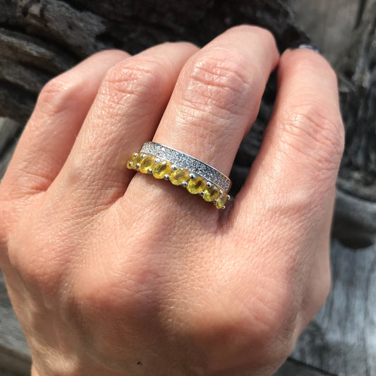 Handmade Sterling yellow sapphire Band ring 8