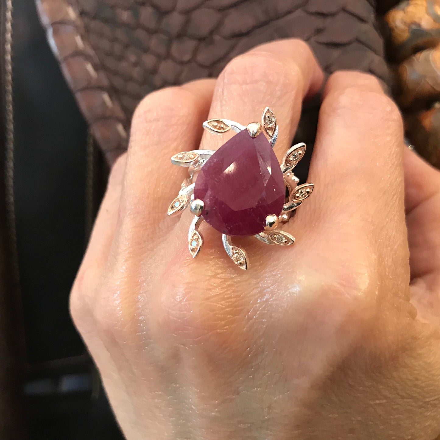 Handmade sterling silver  Ruby statement Ring 8.5
