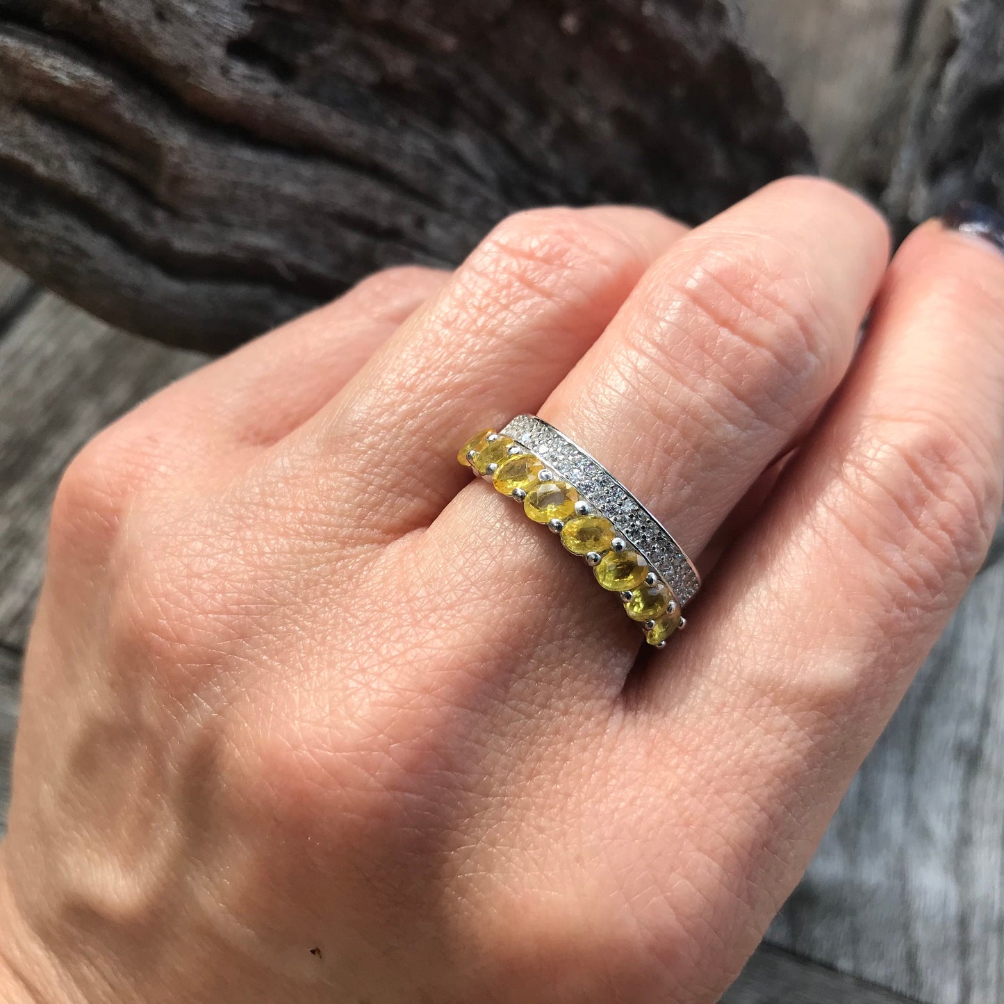 Handmade Sterling yellow sapphire Band ring 8