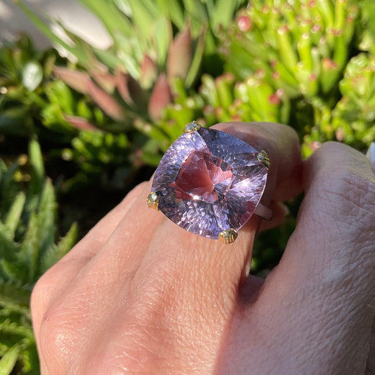 Sterling Silver Statement Amethyst Ring 8.5 solitaire 25ct