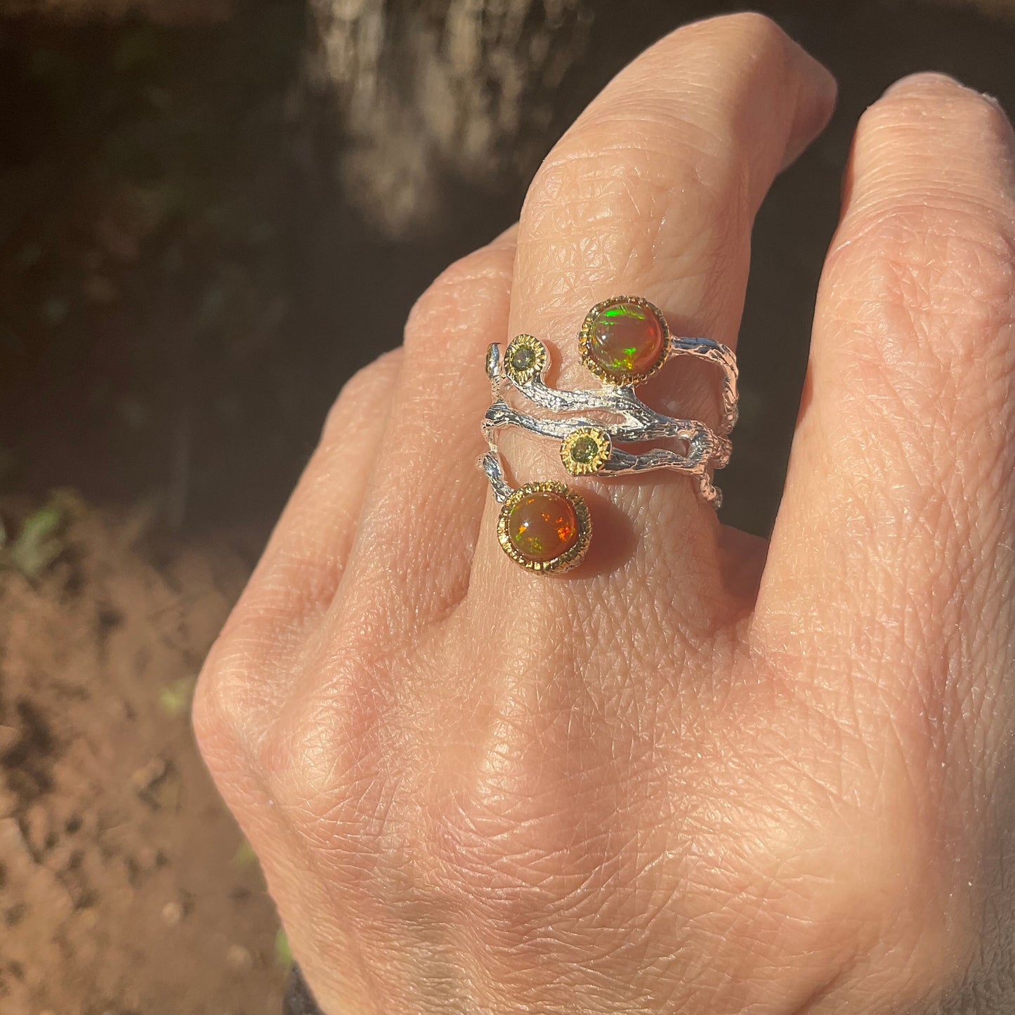 sterling silver Natural Orange opal ring 6