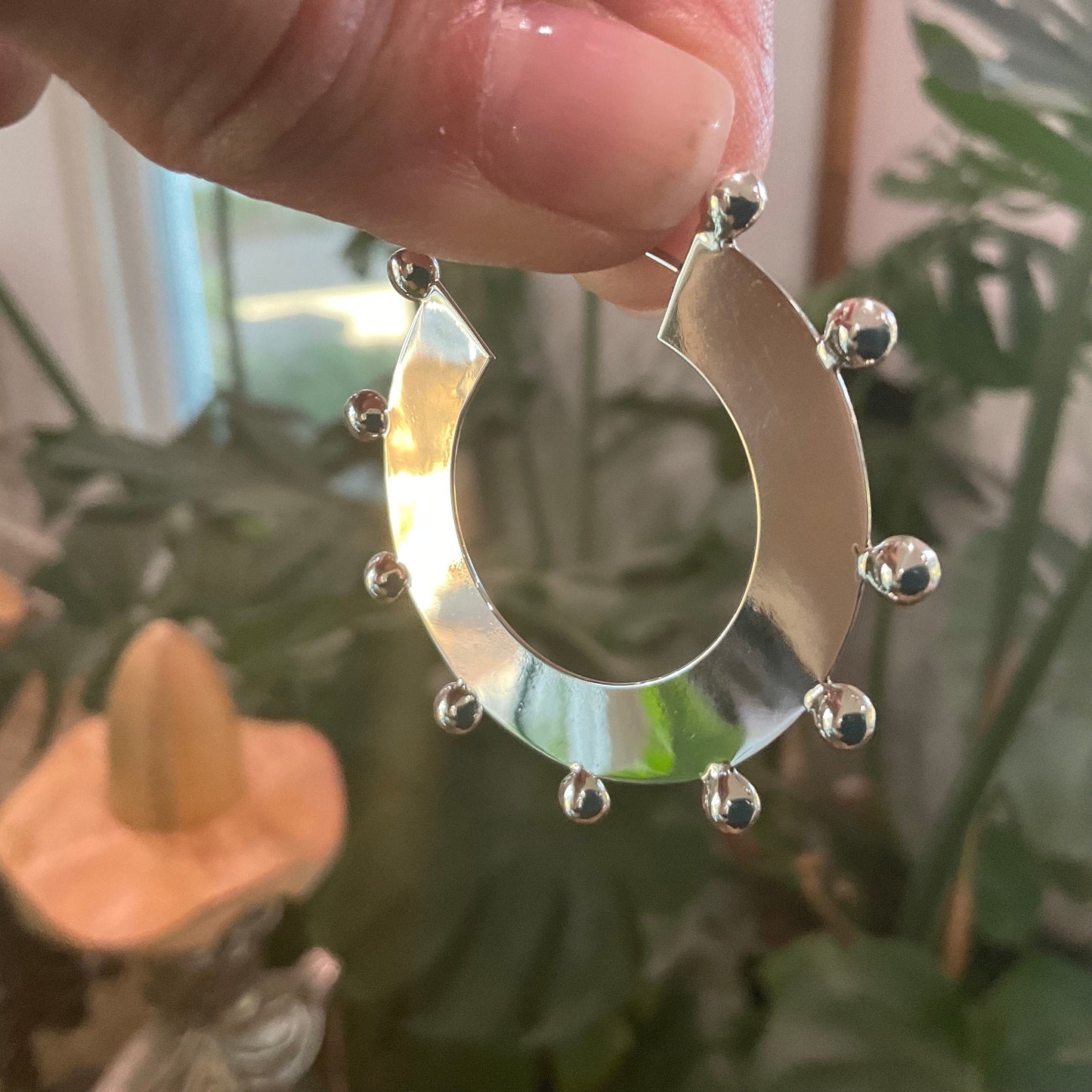 sterling silver Modernist large Hoops light  dangle Earrings NEW