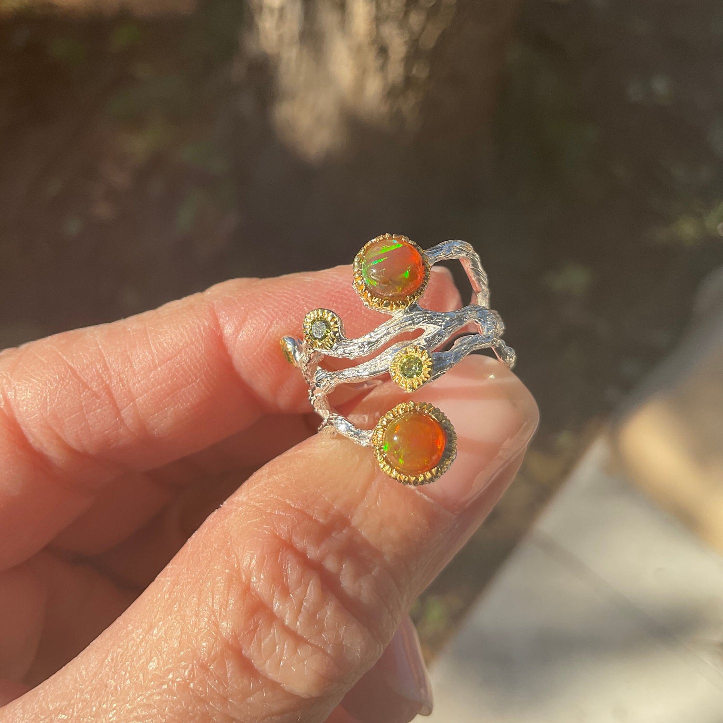 sterling silver Natural Orange opal ring 6